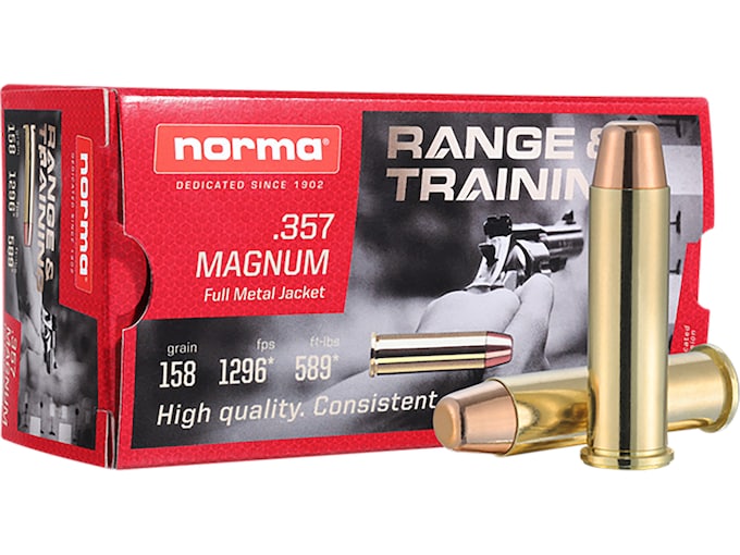 Norma Range & Training 357 Magnum Ammo 158 Grain Full Met…